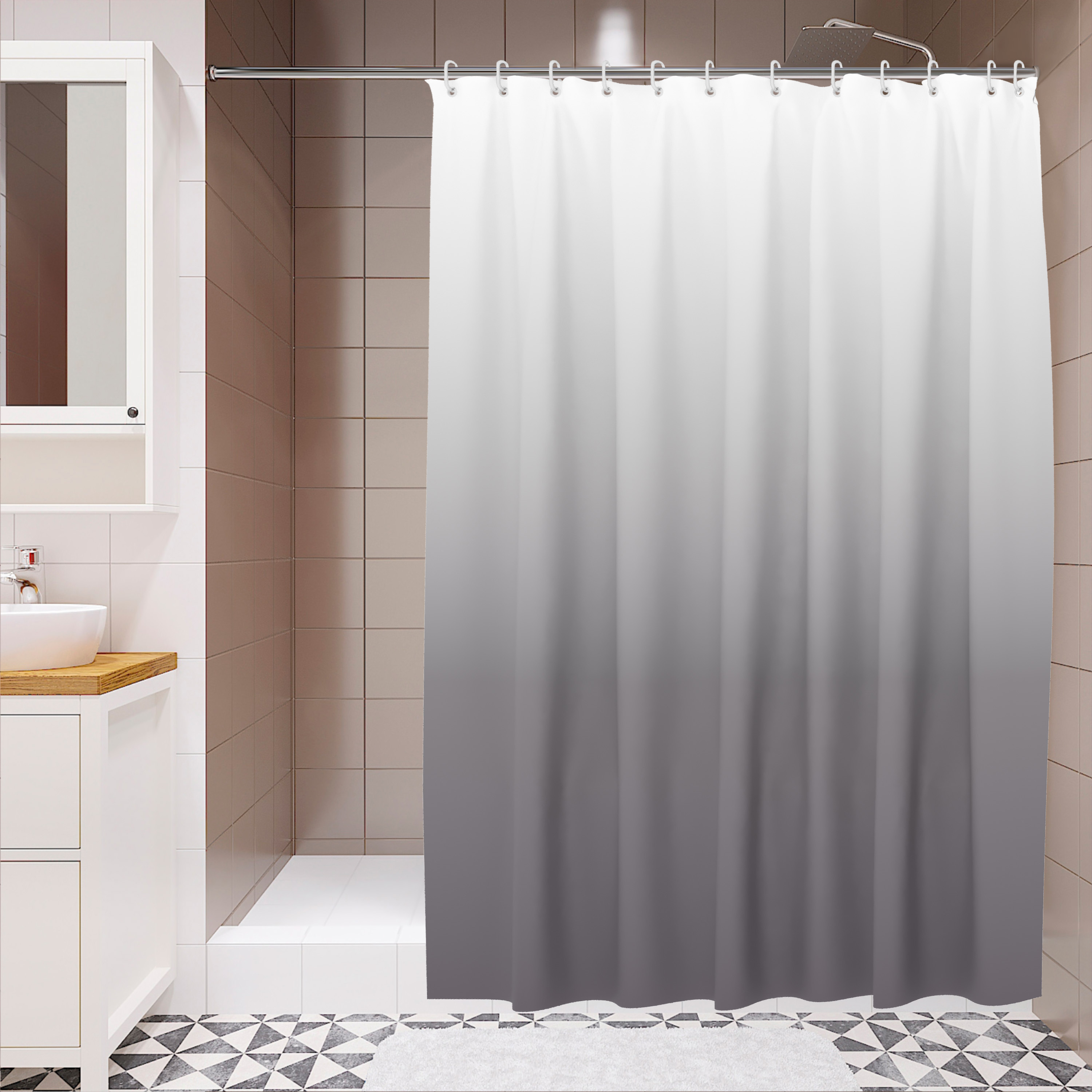 Изображение товара Штора для ванной Lemer Tramatza PEVA 180x180 см белый серый водоотталкивающая