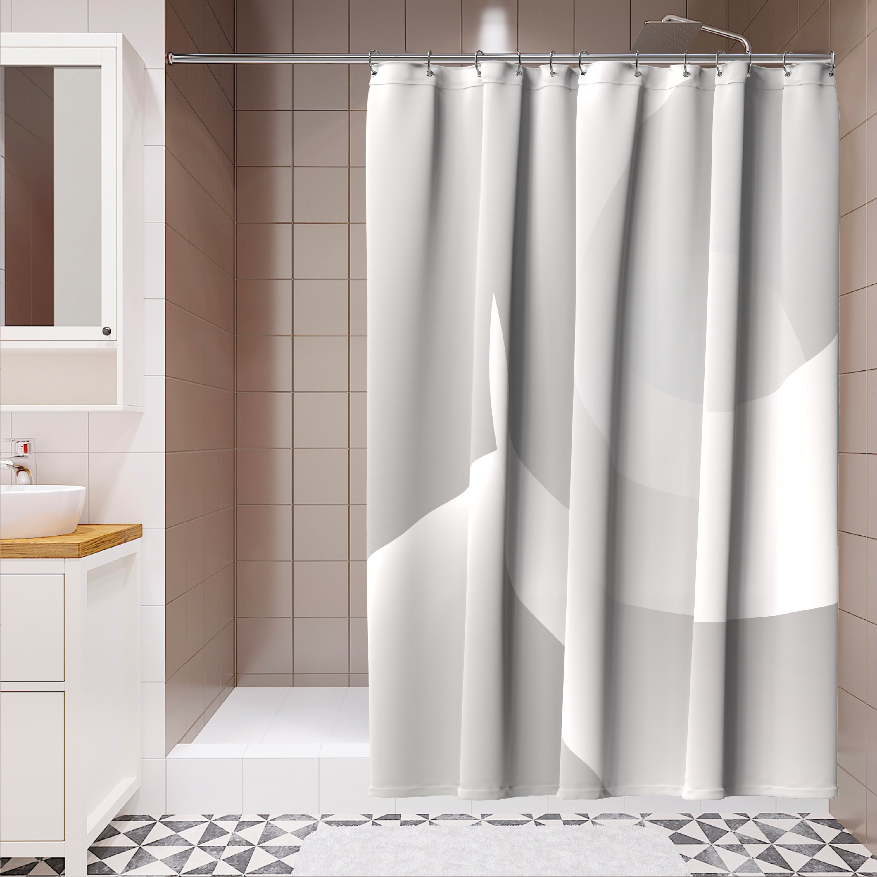 Изображение товара Штора для ванной Lemer Mino PEVA 180x200 см серый водоотталкивающая не требует стирки