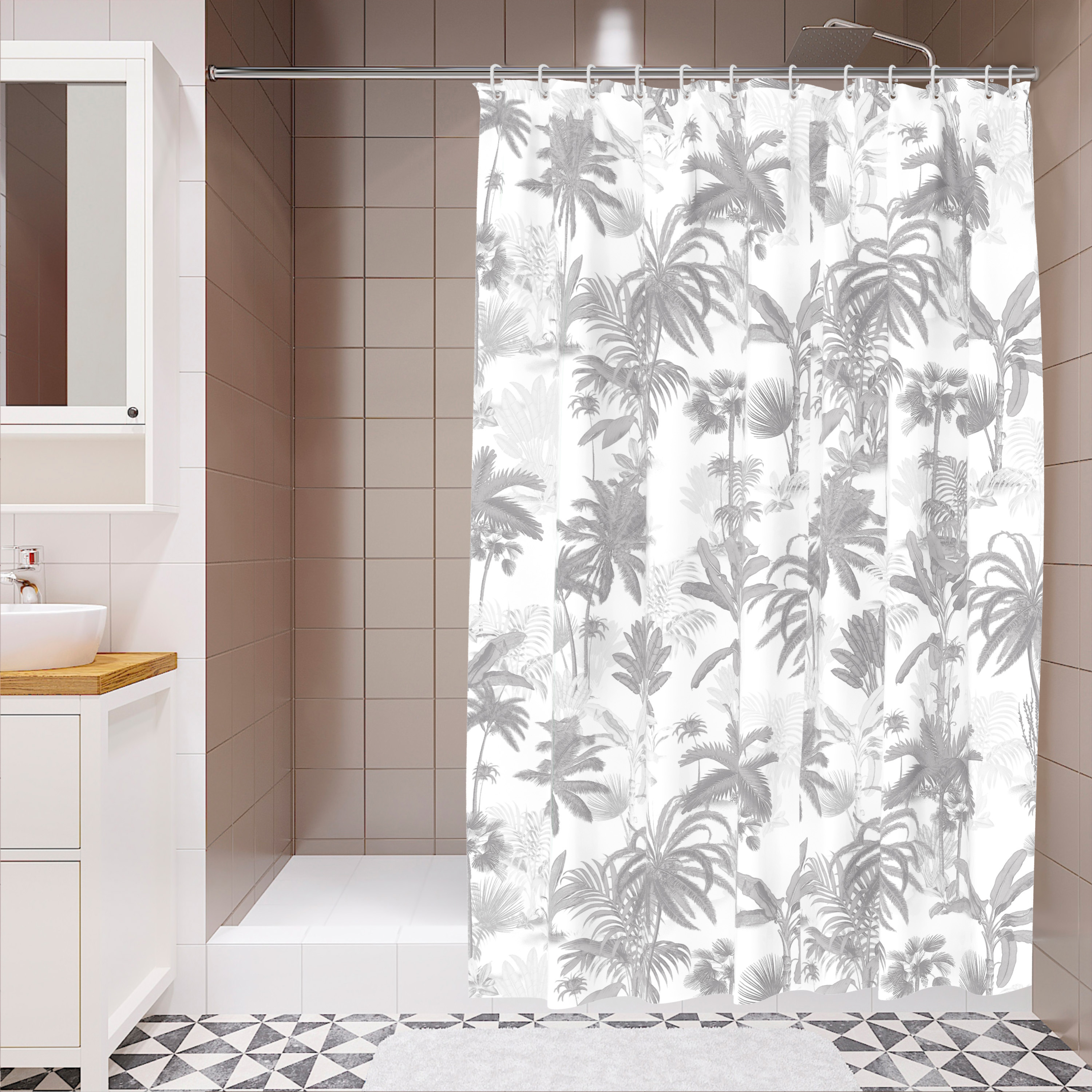 Изображение товара Штора для ванной Lemer Lerzac 180x180 см PEVA белая/серяя