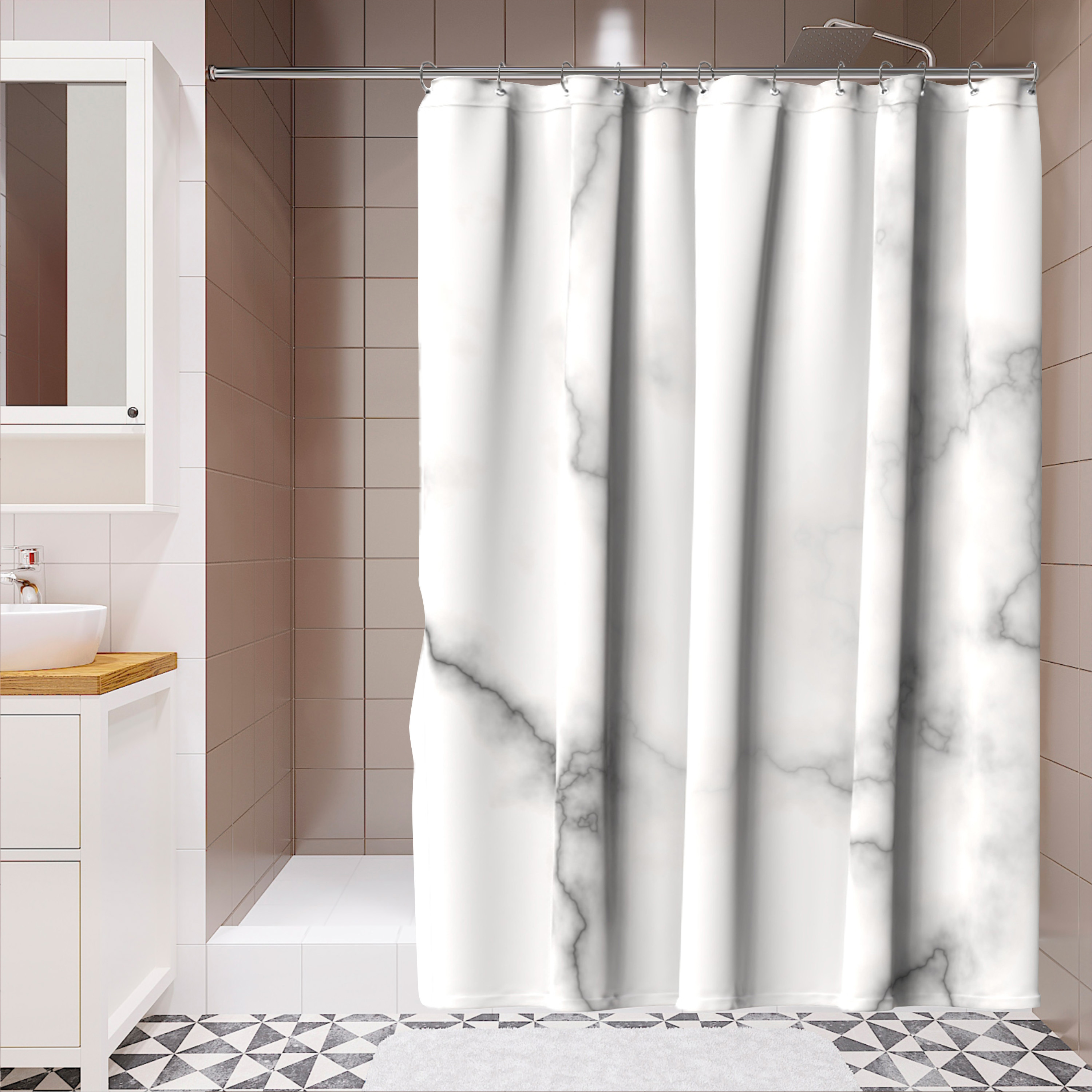 Изображение товара Штора для ванной Lemer Iguasu 180x200 см белая/серяя из полиэстера