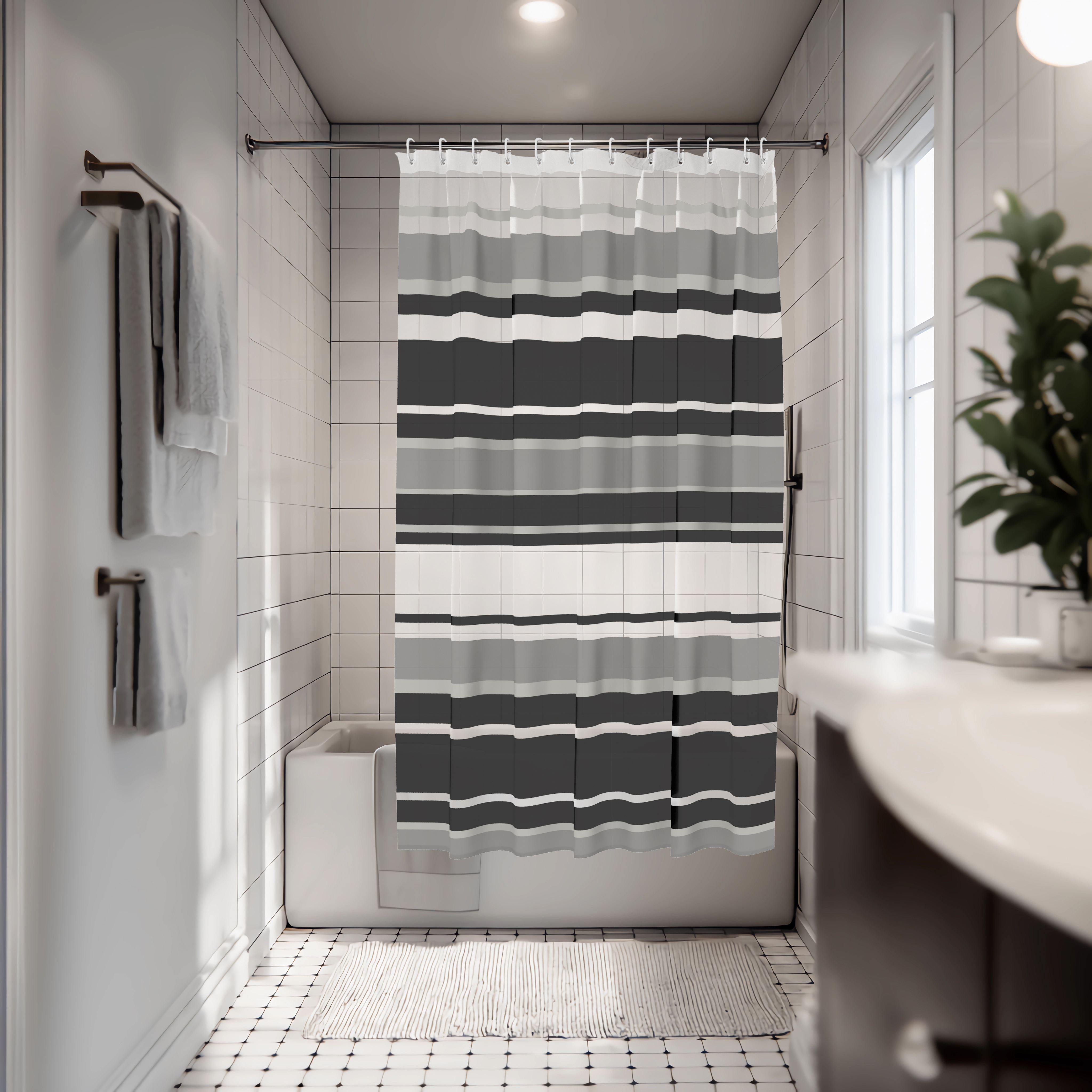 Изображение товара Штора для ванной Lemer Irminio 180x180 см PEVA белый черный