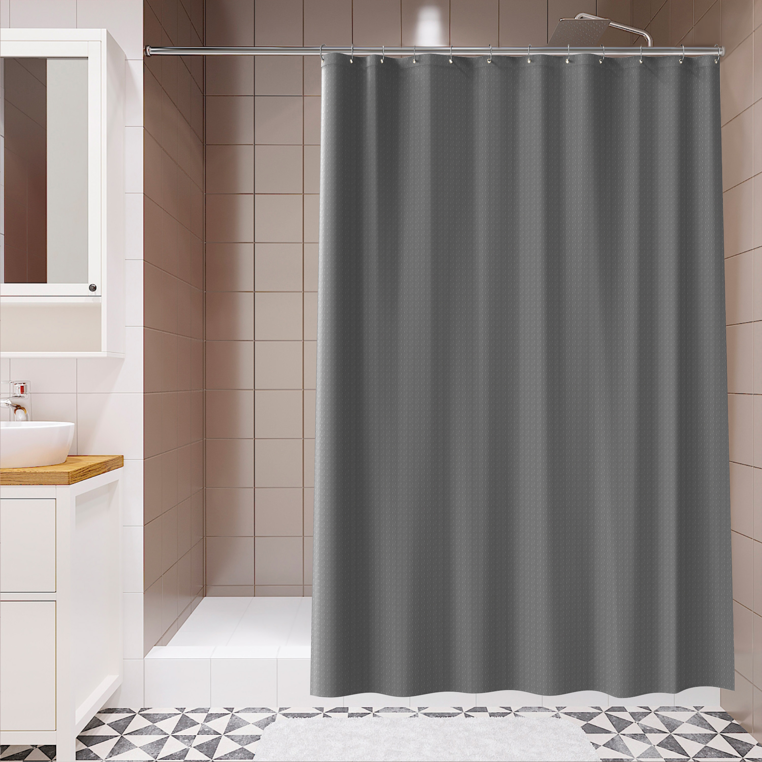 Изображение товара Штора для ванной Lemer Ofenhorn 180x200 см полиэстер серый водоотталкивающая ткань