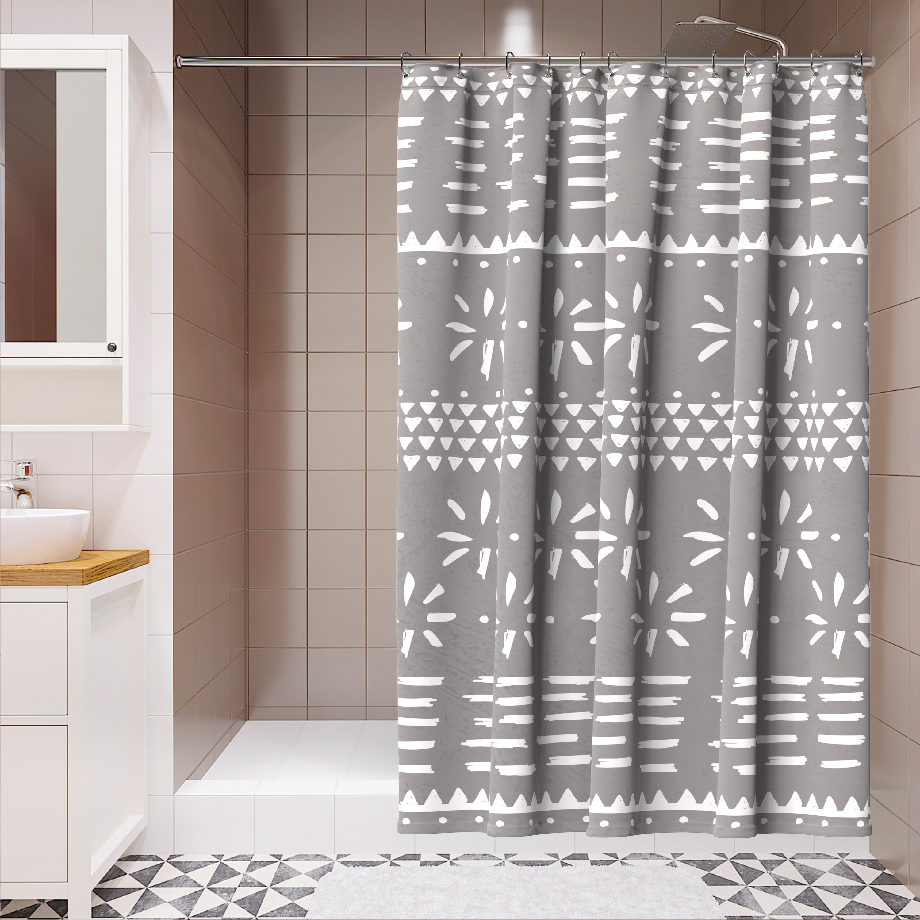 Изображение товара Штора для ванной Lemer Alva 180x200 см серый полиэстер