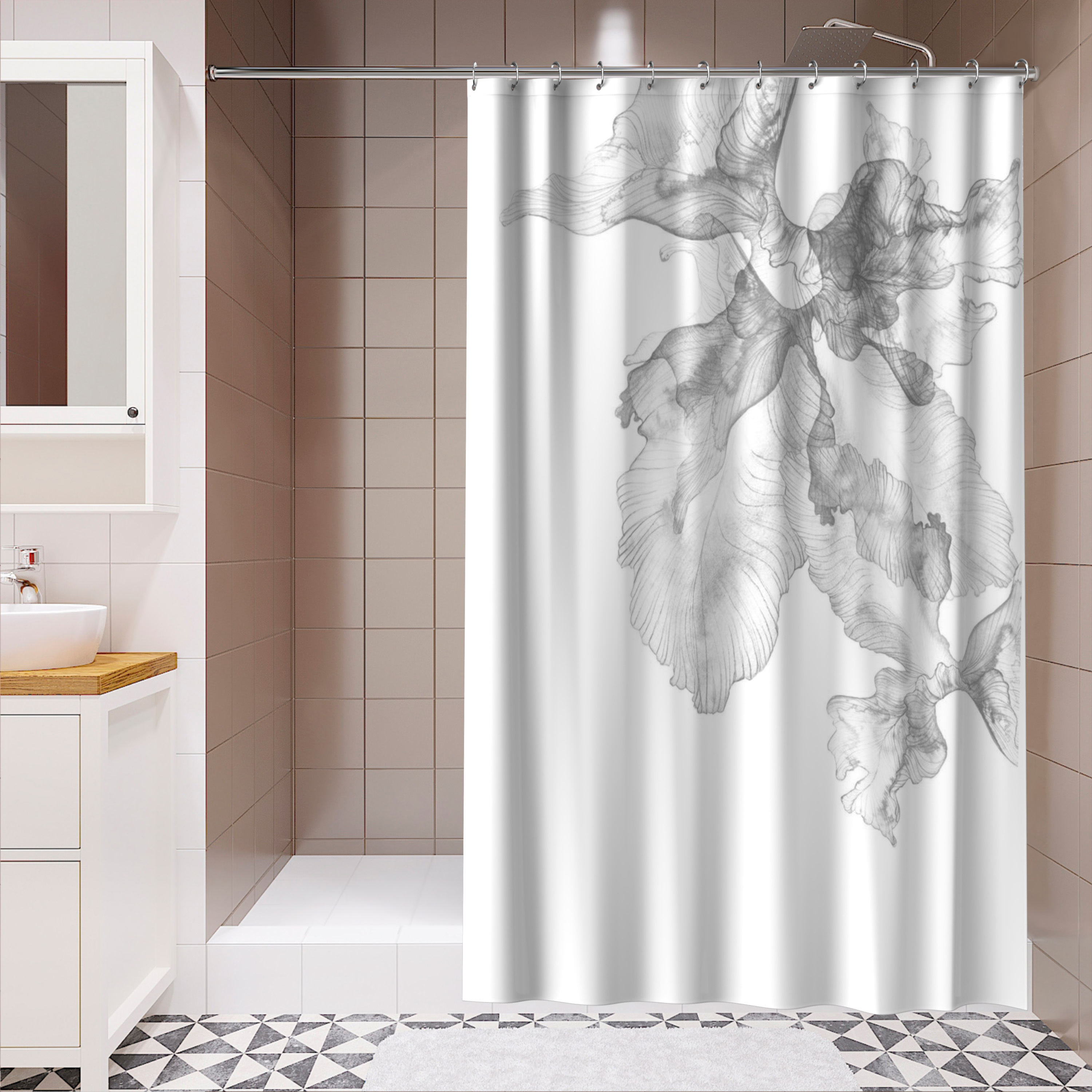 Изображение товара Штора для ванной Lemer Ardenne 180x200 см полиэстер цвет серый