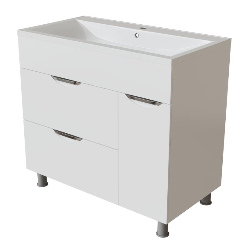 Изображение товара Тумба для ванной Mixline Этьен-90 с бельевой корзиной под раковину Нелли-90