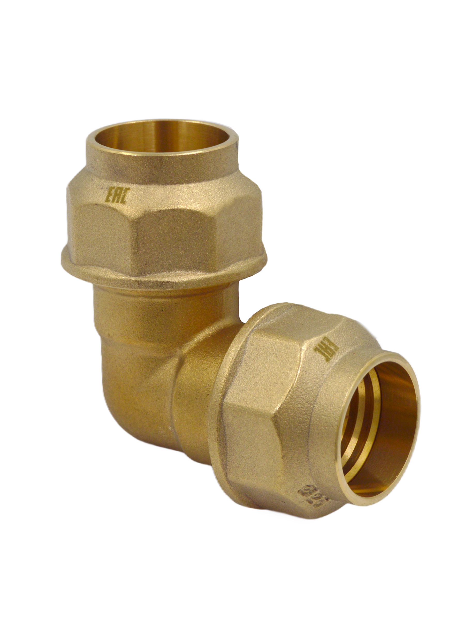 Изображение товара Угол 90° латунь 25х25 мм фитинг для ПНД труб Okseler