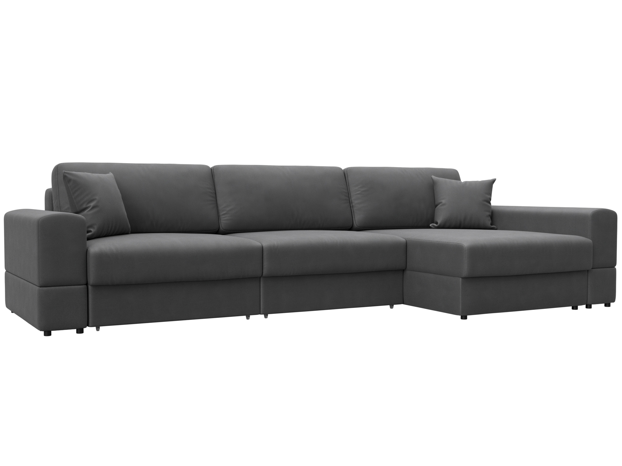 Изображение товара Диван раскладной Лига-055 НПБ Лонг из замши, серый, 345x160x92 см