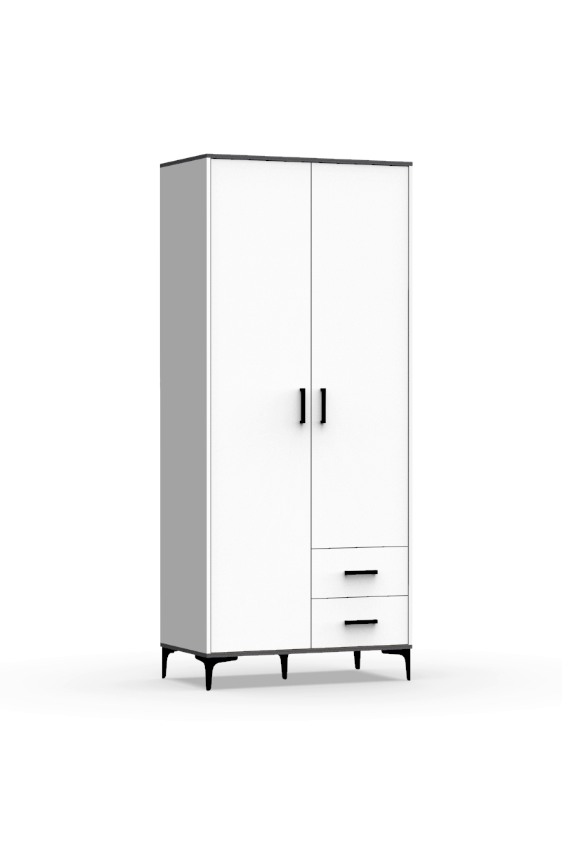 Изображение товара Шкаф распашной Эверест 2Д Лофт 90x210x50 см белый темный цемент фирменный дизайн