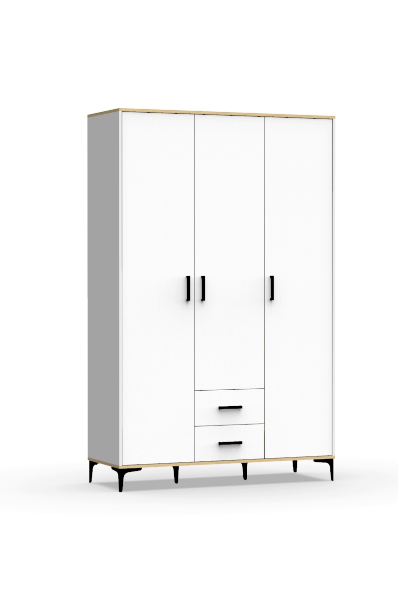 Изображение товара Шкаф распашной Эверест Лофт 3Д 133x210x50 см из ЛДСП белый дуб бунратти