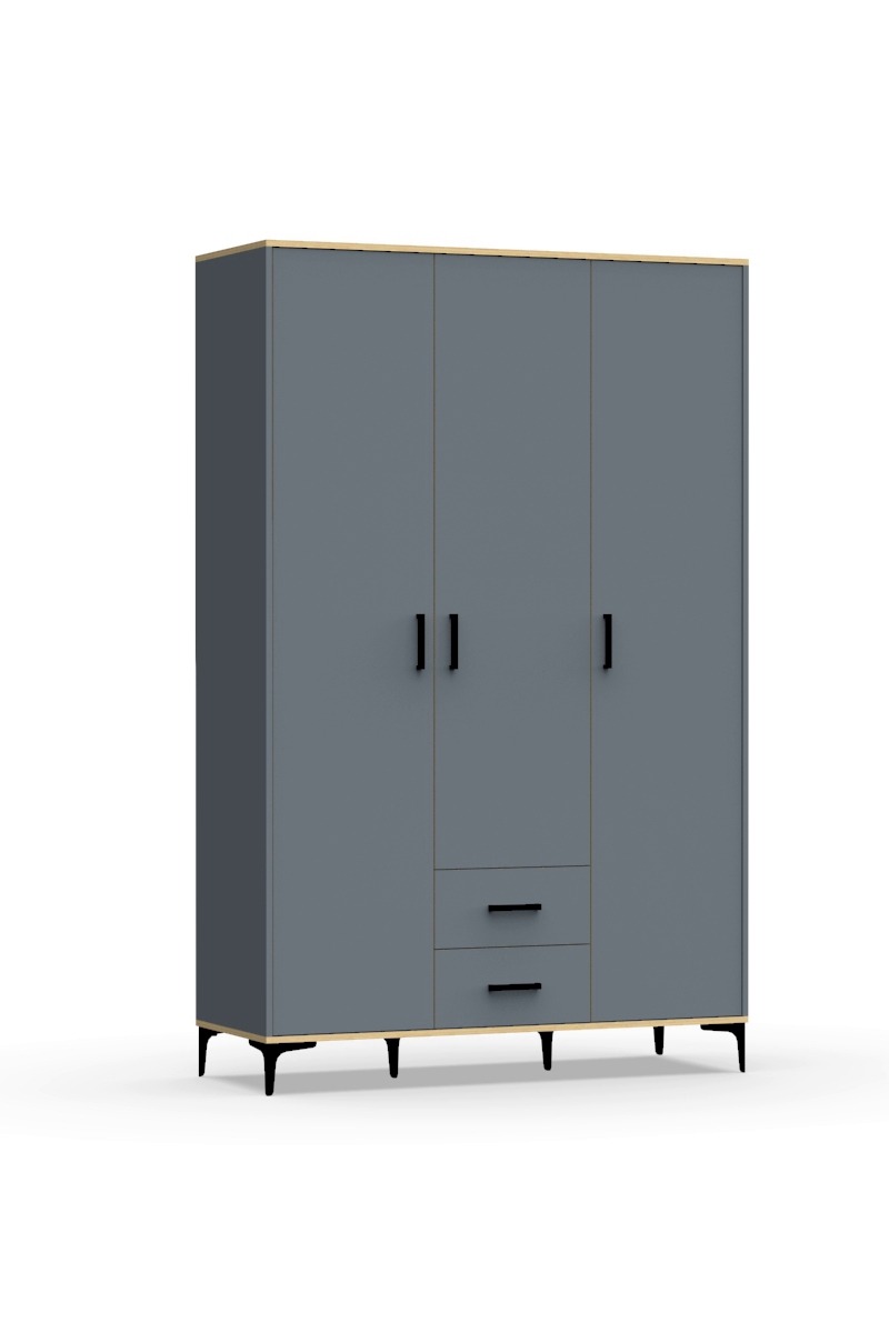 Изображение товара Шкаф распашной Эверест Лофт 3Д 133x210x50 см из ЛДСП цвет дуб бунратти и графит