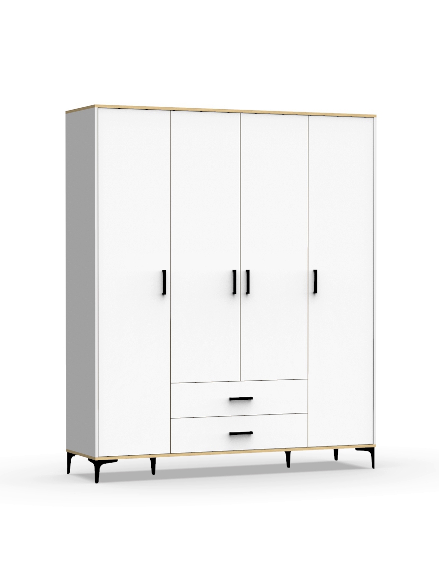 Изображение товара Шкаф распашной Эверест 4Д Лофт 178x210x50 см Белый дуб бунратти