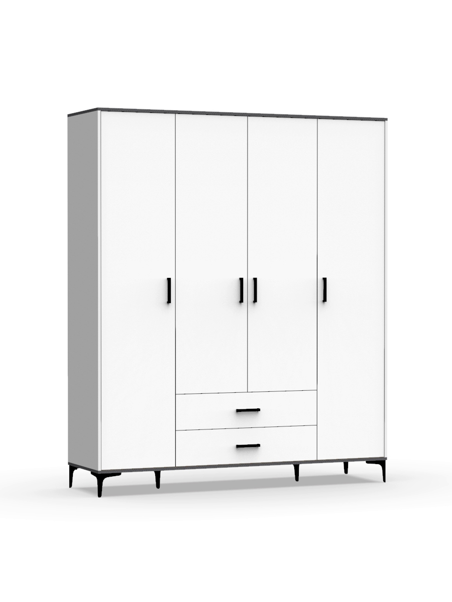Изображение товара Шкаф распашной Эверест 4Д Лофт 178x210x50 см ЛДСП цвет цемент темный/белый
