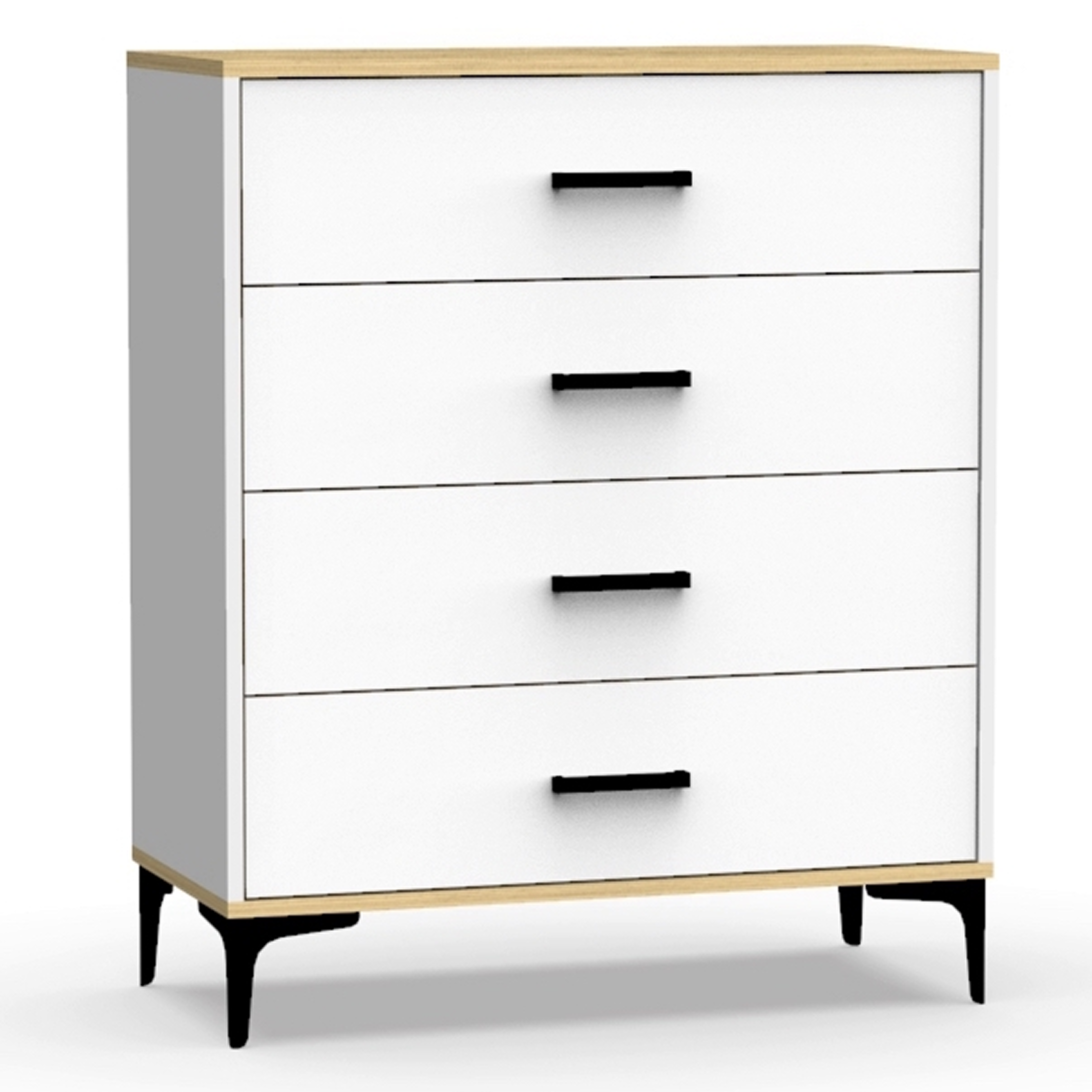 Изображение товара Комод Эверест Лофт 4 ящика Белый / Дуб Бунратти — стильный и функциональный