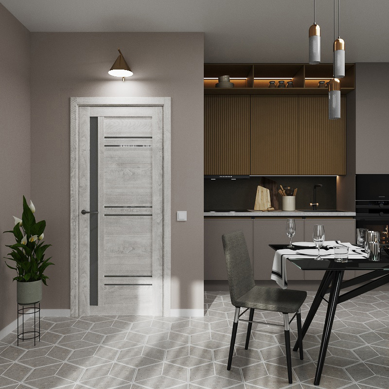 Изображение товара Дверь межкомнатная Dorica Модерн-2 остеклённая 70x200см ПВХ цвет северный светло-серый без замка и петель