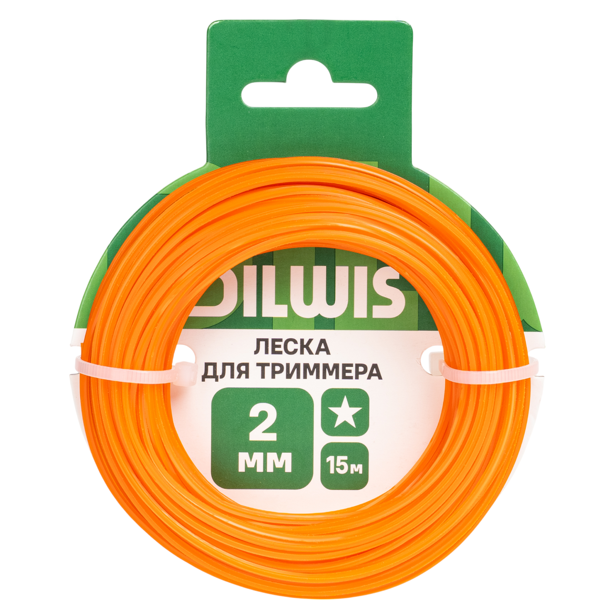 Изображение товара Леска DILWIS 2 мм 15 м оранжевая для триммера и мотокос