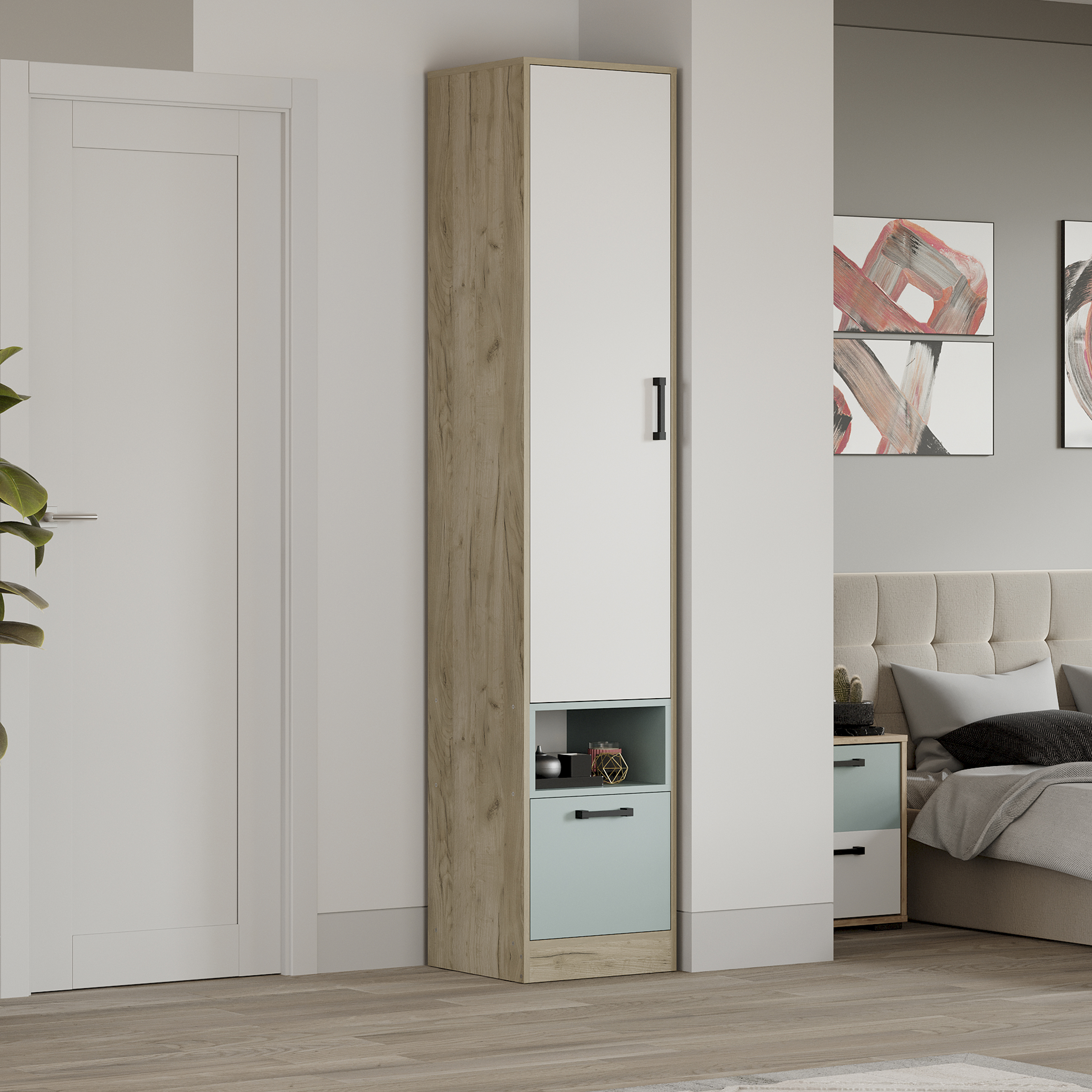 Изображение товара Шкаф распашной Трия 44x213x41 см из ЛДСП в современном стиле