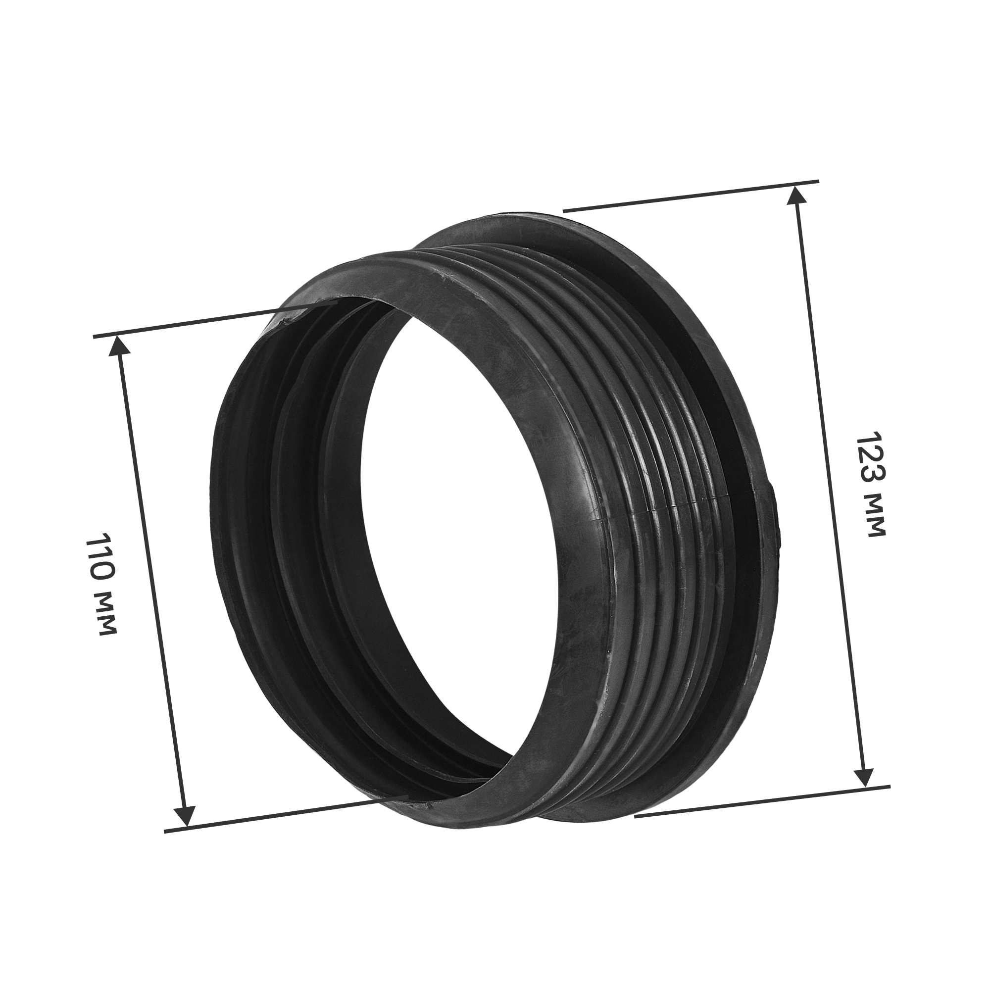 Изображение товара Манжета переходная трехлепестковая ДТРД 110x123 мм черная канализационная ТЭП