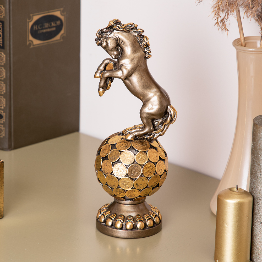 Изображение товара Статуэтка Bogacho Конь на шаре цвет коричневый