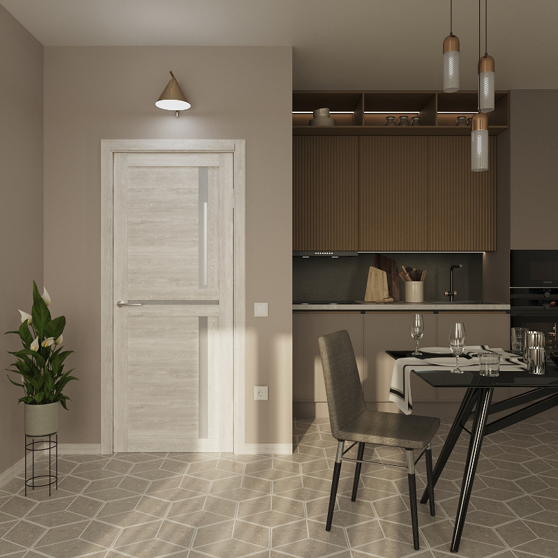 Изображение товара Дверь Dorica Техно-8 остеклённая 70x200см ПВХ северный (светло-серый)