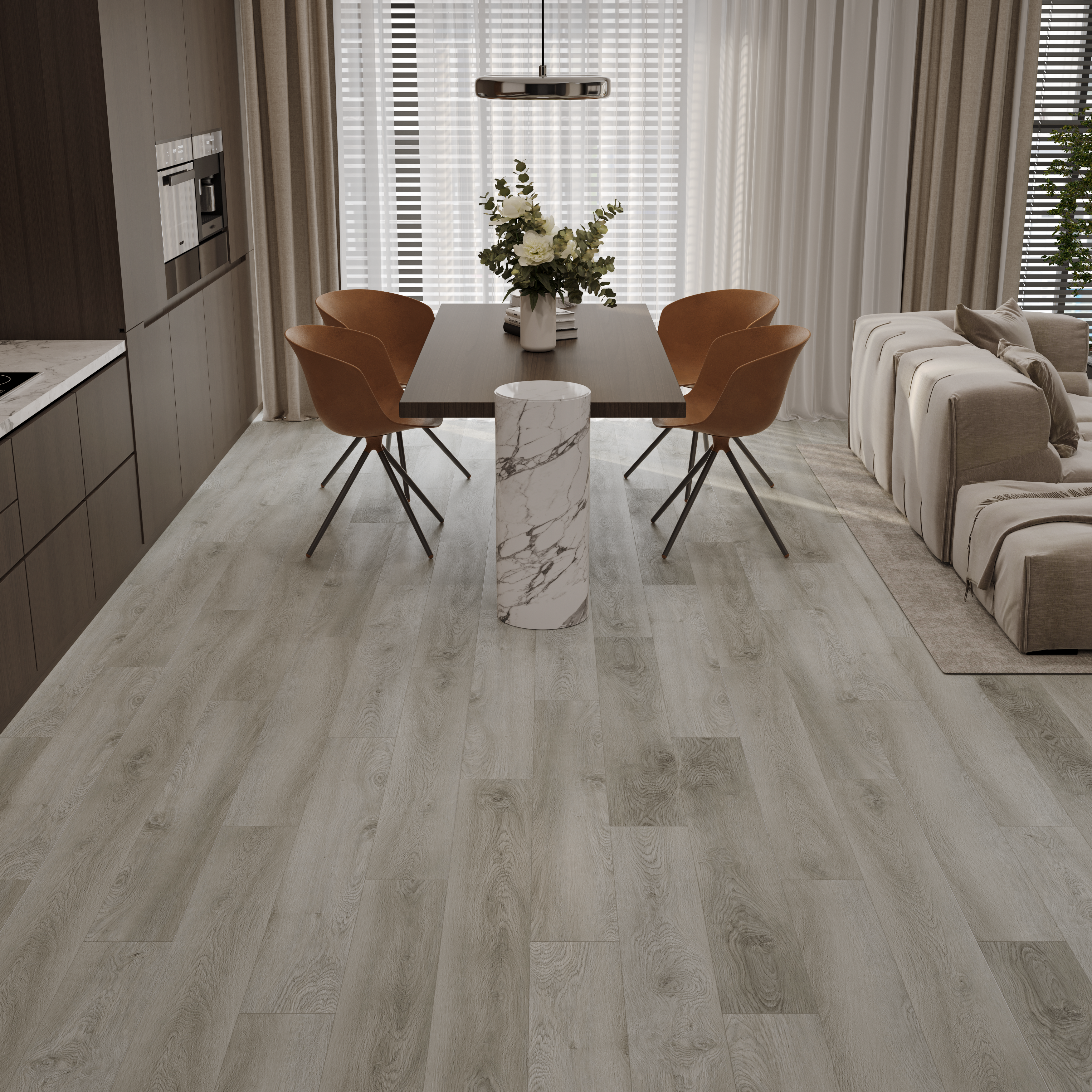 Изображение товара SPC плитка Natisston Дуб Луче, влагостойкий ламинат 4 мм, 122×18 см