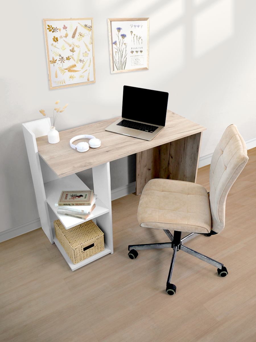 Изображение товара Компактный письменный стол LAKSI 0792615405 Серый дуб, размеры 109.6x86.5х51.6 см Изображение товара Компактный письменный стол LAKSI 0792615405 Серый дуб, размеры 109.6x86.5х51.6 см