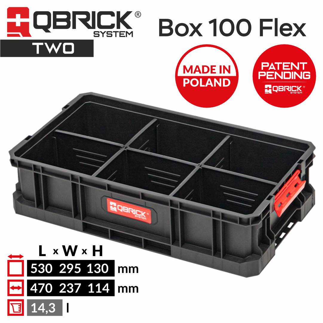 Изображение товара Ящик для инструментов Qbrick System QS TWO Box 100 Flex 530x295x130 мм, пластик