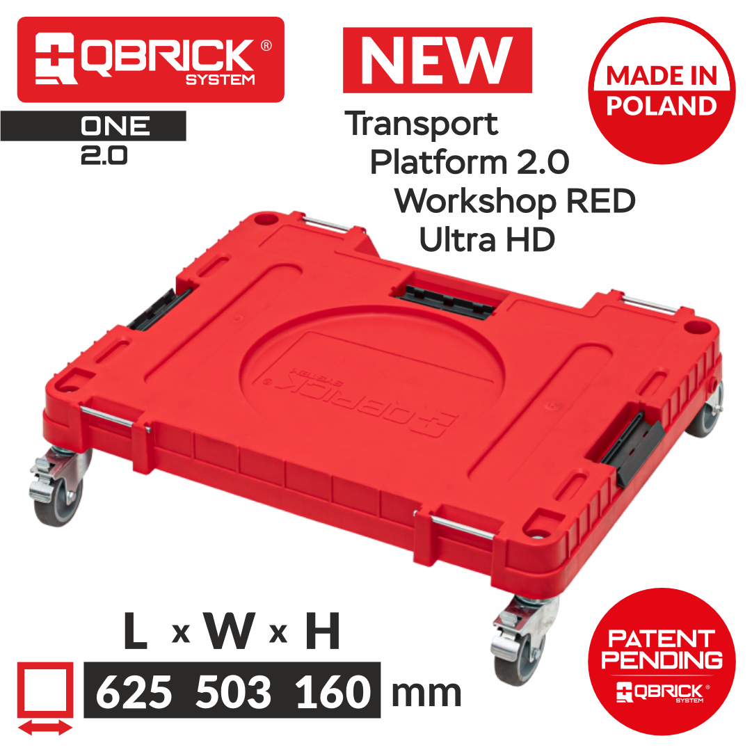 Изображение товара Тележка транспортная Qbrick System QS One Transport Platform 2.0 Мастерская Red Ultra HD 50.30x62.50x16 см, abs-пластик