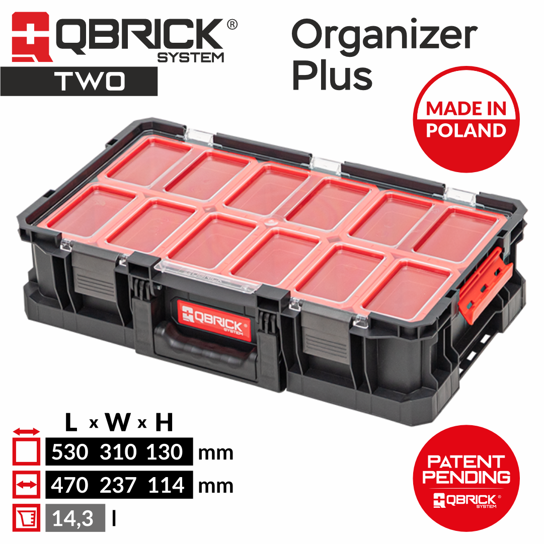 Изображение товара Модульный органайзер Qbrick System TWO Organizer 530x310x130 мм из пластика с съемными контейнерами