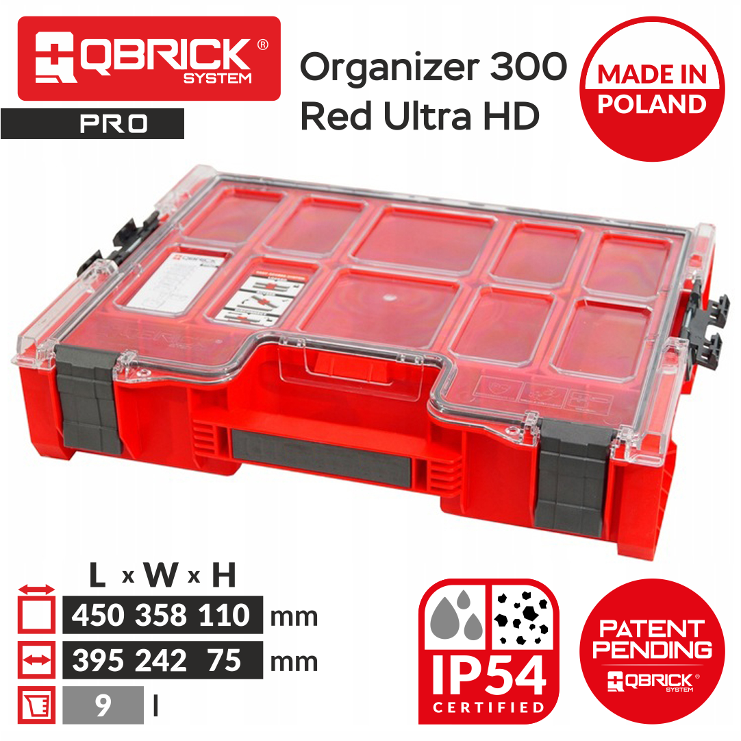 Изображение товара Ящик для инструментов Qbrick System Pro Organizer 300 RED 46x37 см