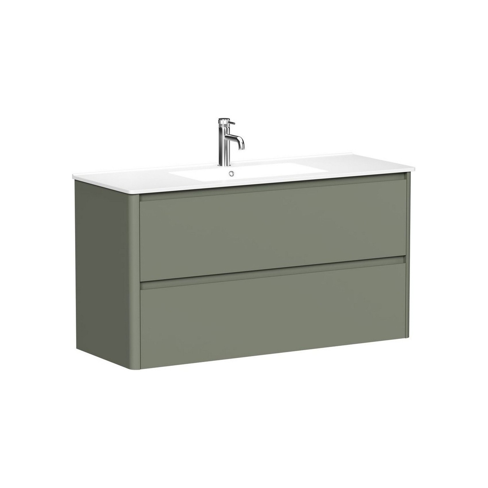 Изображение товара Тумба под раковину Allen Brau Gravity 120 см с ящиками крепление в ротанг зеленый матовый