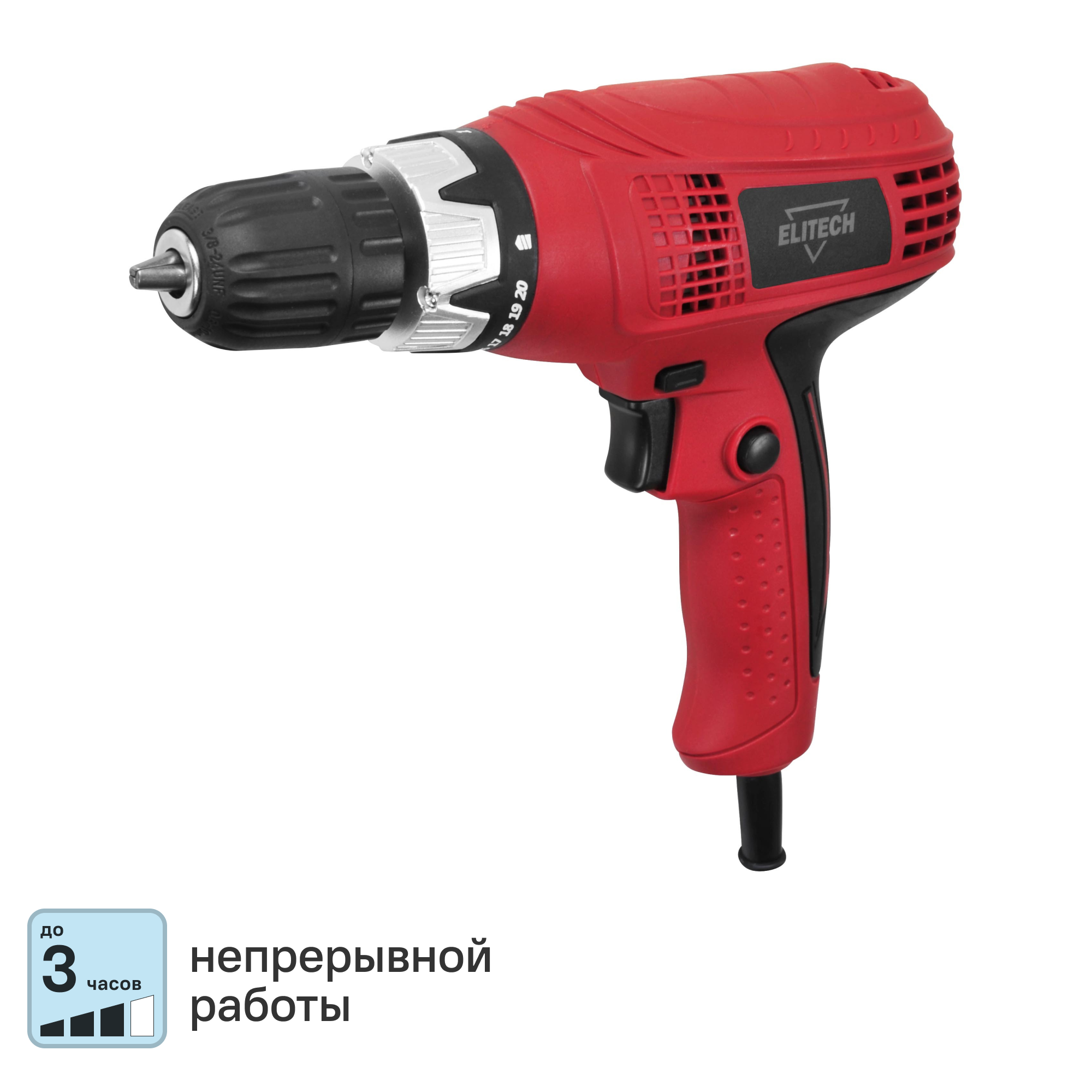 Изображение товара Дрель-шуруповерт сетевая Elitech 35-1РЭ, 320 Вт