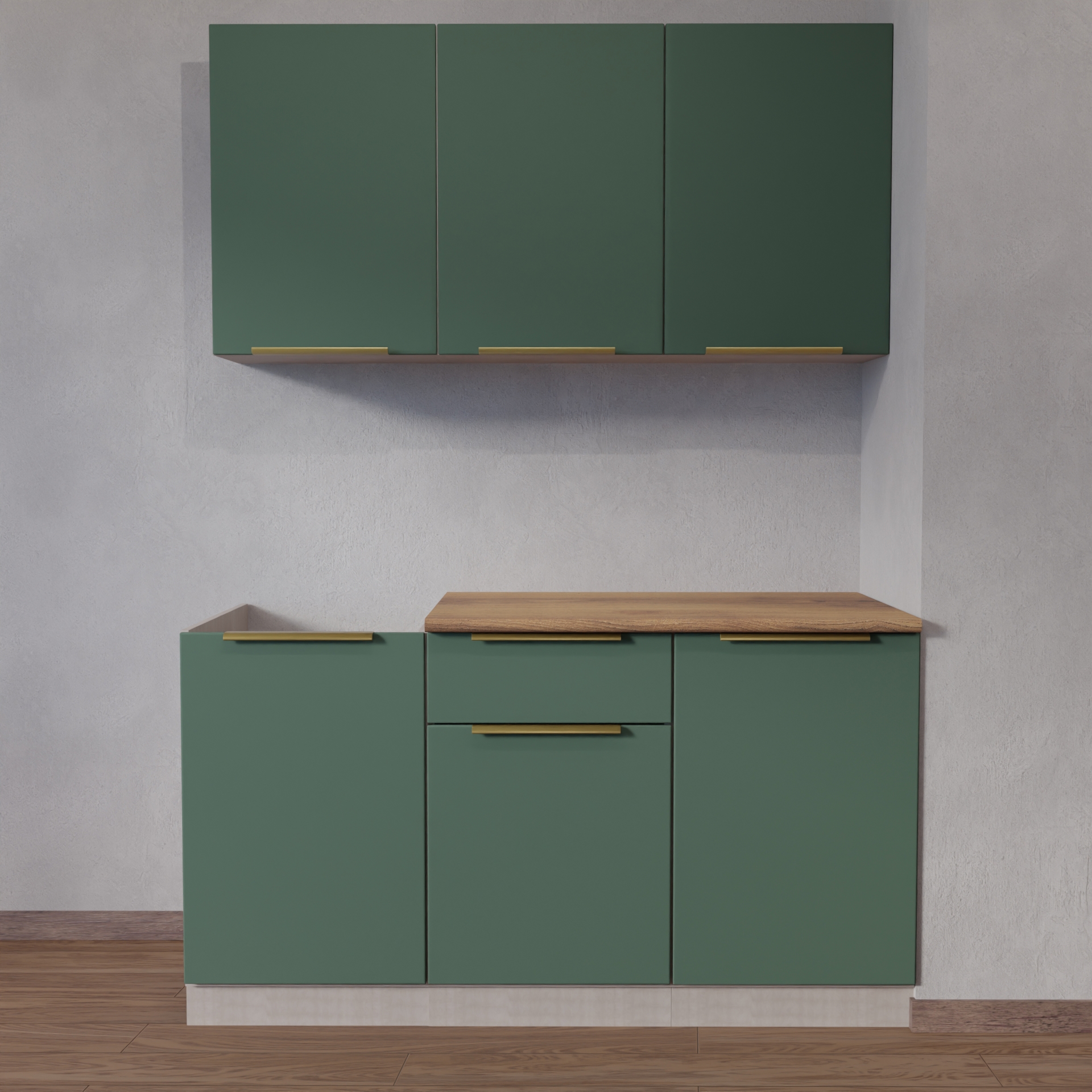 Изображение товара Кухонный гарнитур Vesta ККЭ1.5-МЯЛФ 150x60 см тиснение зеленый