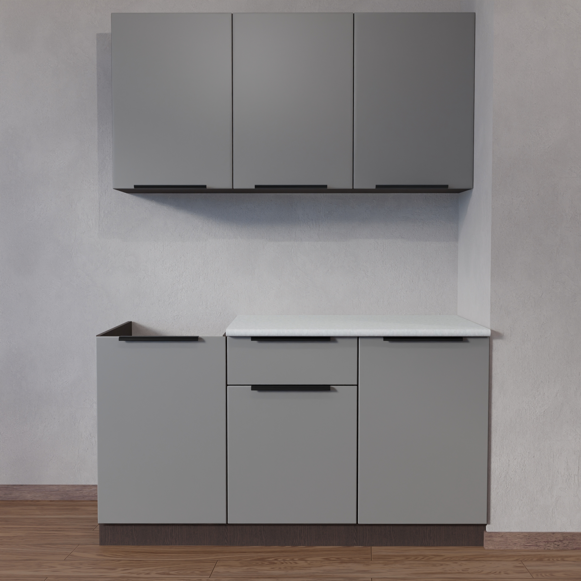 Изображение товара Кухонный гарнитур Vesta Ккэ1.5-мвма 150x2.17x60 см ЛДСП цвет серый