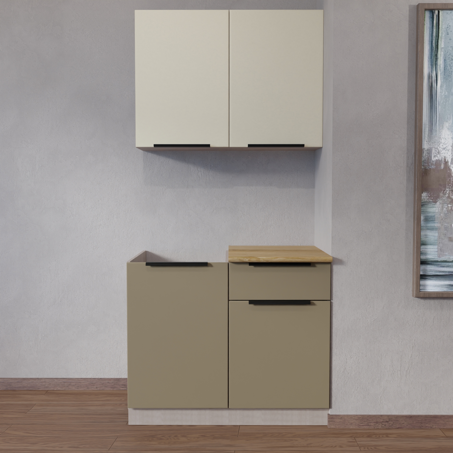 Изображение товара Кухонный гарнитур Vesta Микс 1м с МДФ и ЛДСП коричневый, Россия