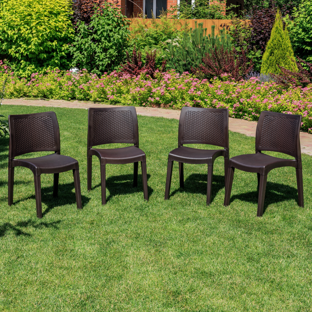 Изображение товара Садовый стул ROYAL FAMILY JULY, 4 шт, коричневый, пластиковый