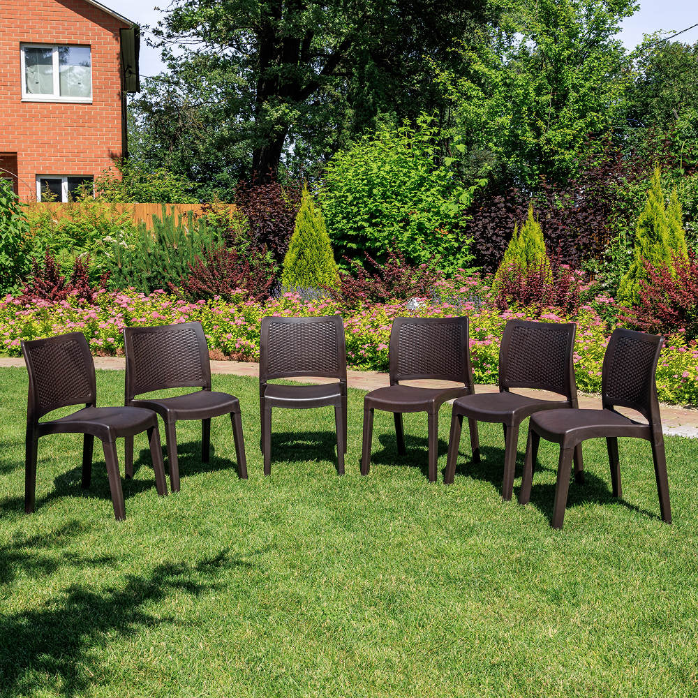 Изображение товара Стул садовый Royal family JULY 52 см x 49 см x 84 см полипропилен коричневый 6 шт