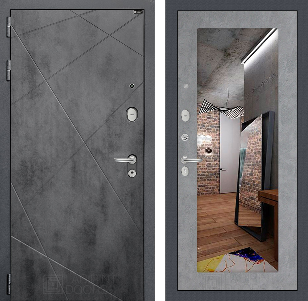 Изображение товара Входная дверь Лабиринт Лофт П18, левый, 205x88 см, бетон темный