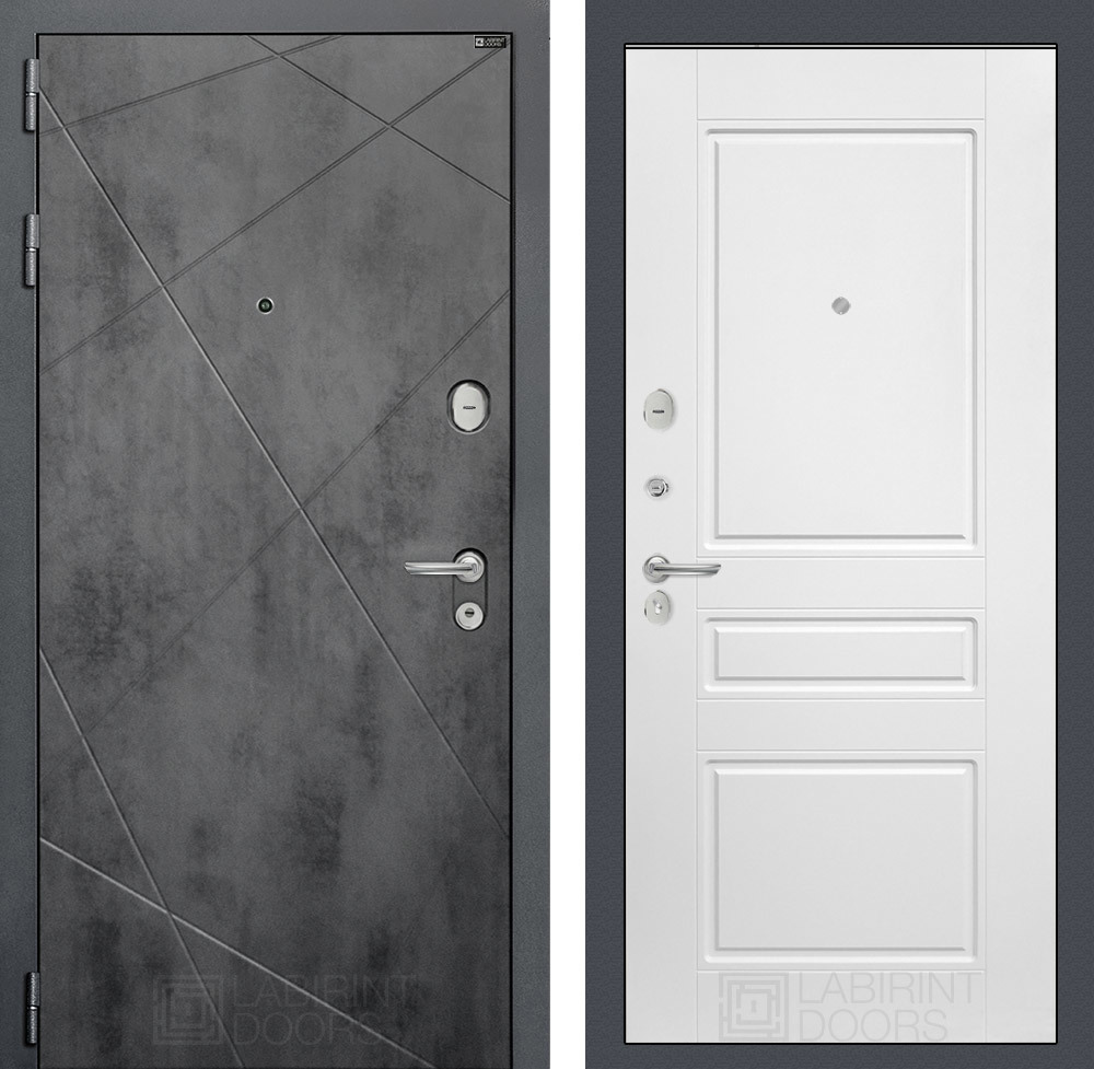 Изображение товара Входная дверь Лабиринт Лофт П03 левый 205x88см цвет бетон темный/белый софт