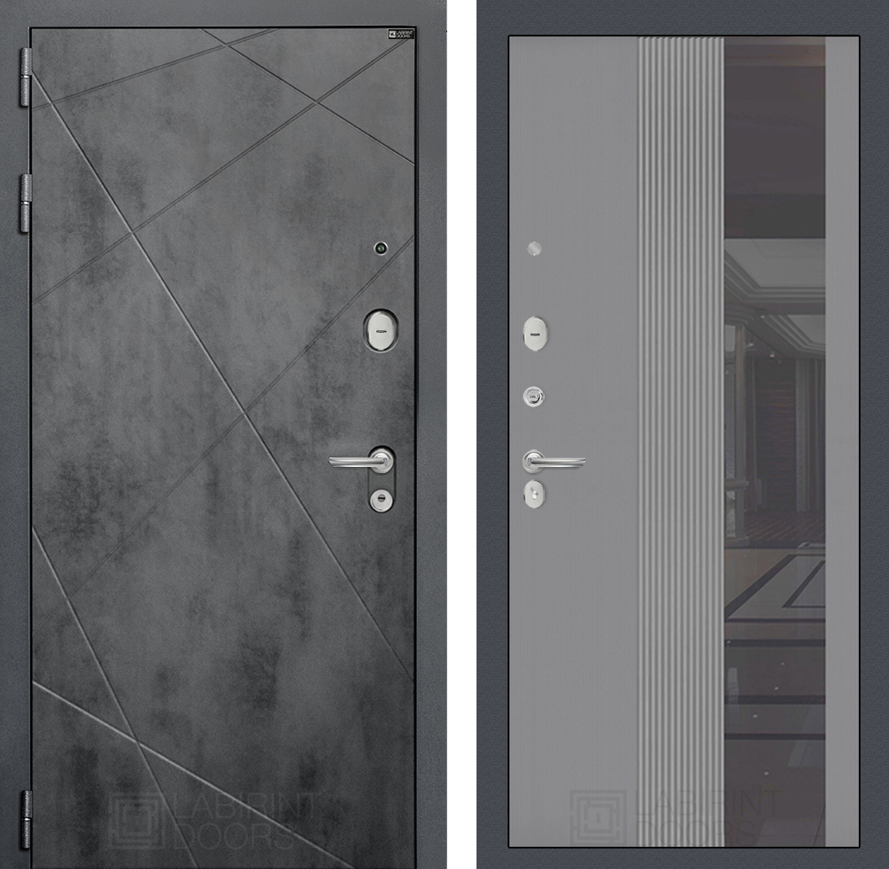 Изображение товара Входная дверь Лабиринт Лофт П32 левый 205x96см цвет бетон темный/серый софт рельеф