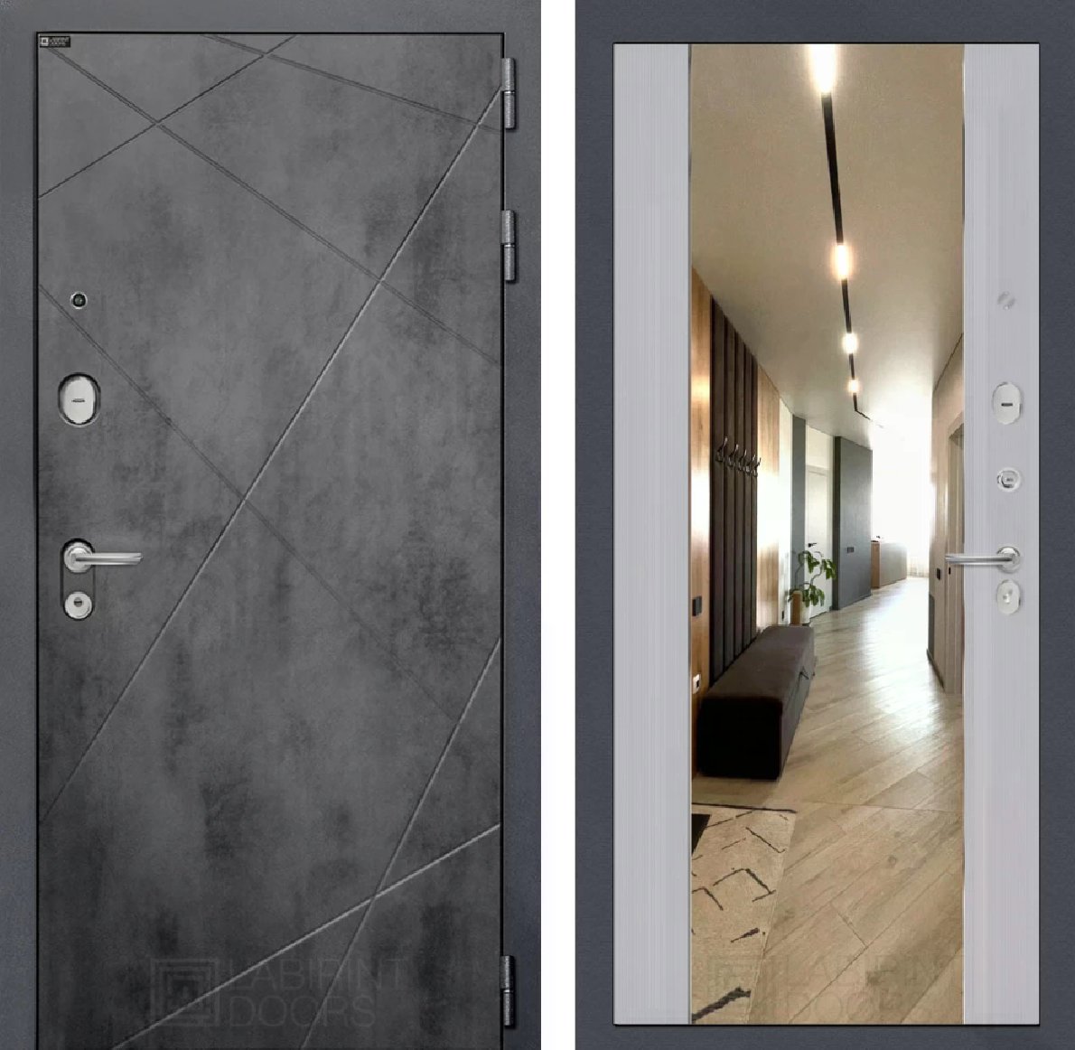 Изображение товара Входная дверь Лабиринт Лофт правый 205x88 см с зеркалом ФЛЗ-1