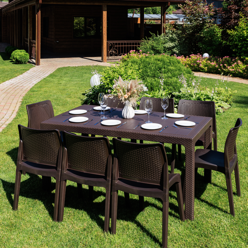 Изображение товара Набор садовой мебели Royal Family July L стол и 8 стульев коричневый