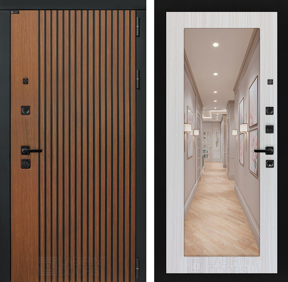 Изображение товара Входная дверь Лабиринт Шторм П18, дуб кантри темный/сандал белый, 205x88 см