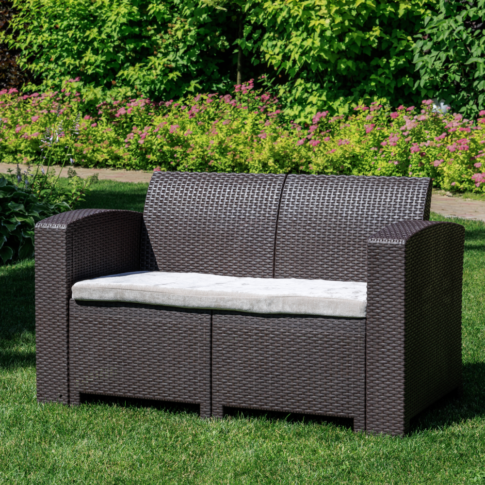 Изображение товара Диван садовый Royal family LANA_sofa2_BR LANA LUX 64 см x 129 см x 76 см полипропилен коричневый