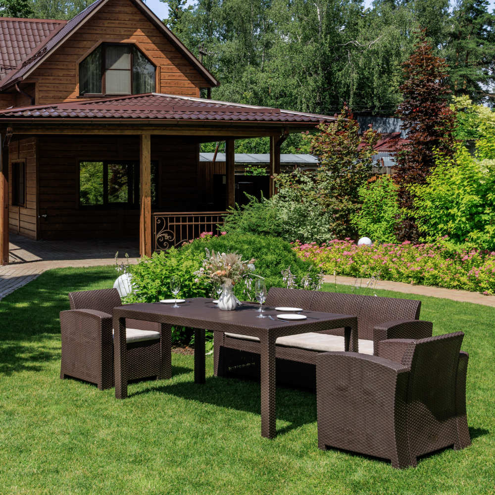 Изображение товара Набор садовой мебели для отдыха Royal Family Lana Lux Dining S пластик коричневый 2 кресла диван стол