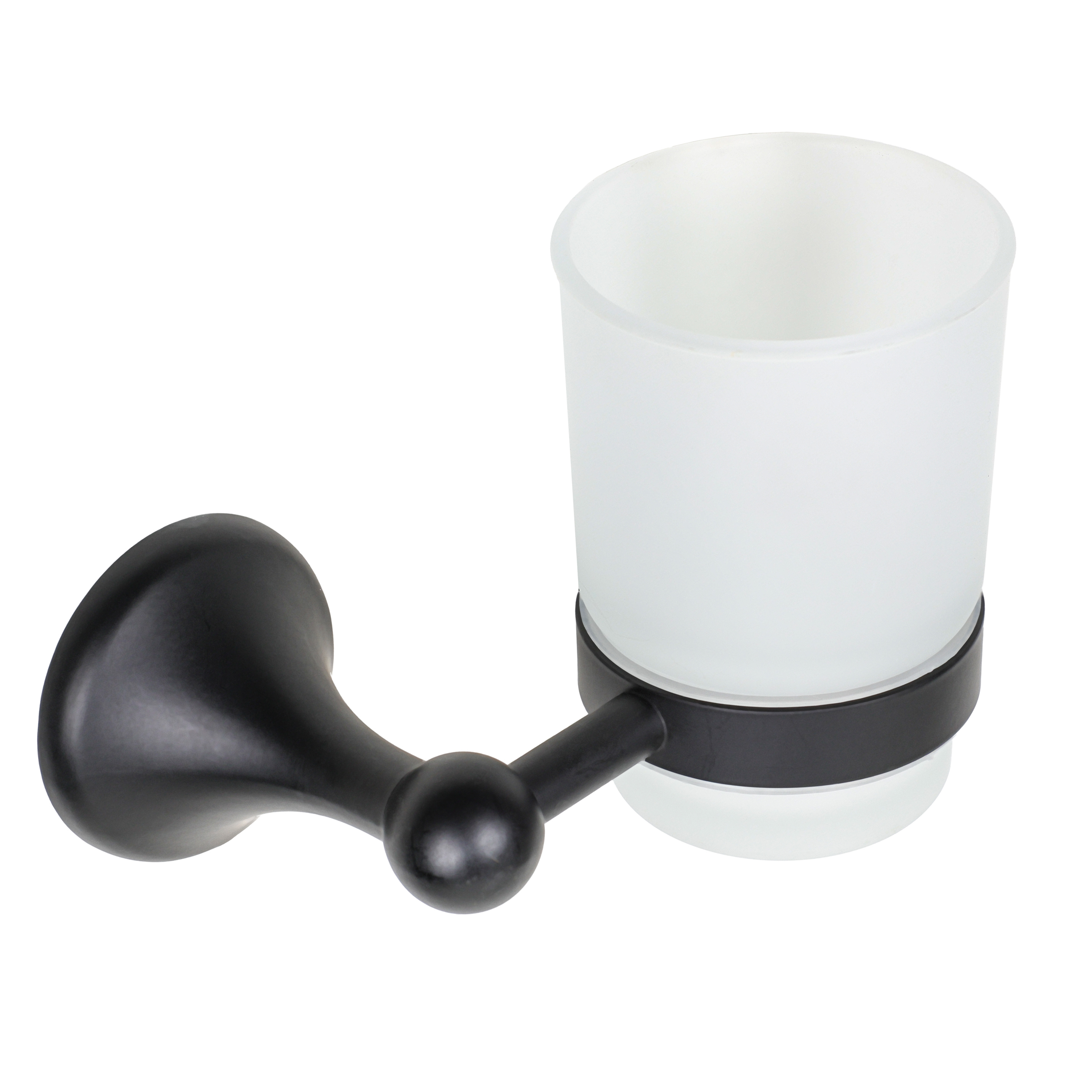 Изображение товара Стакан для зубных щеток Eltoni стекло металл черный подвесной овальный