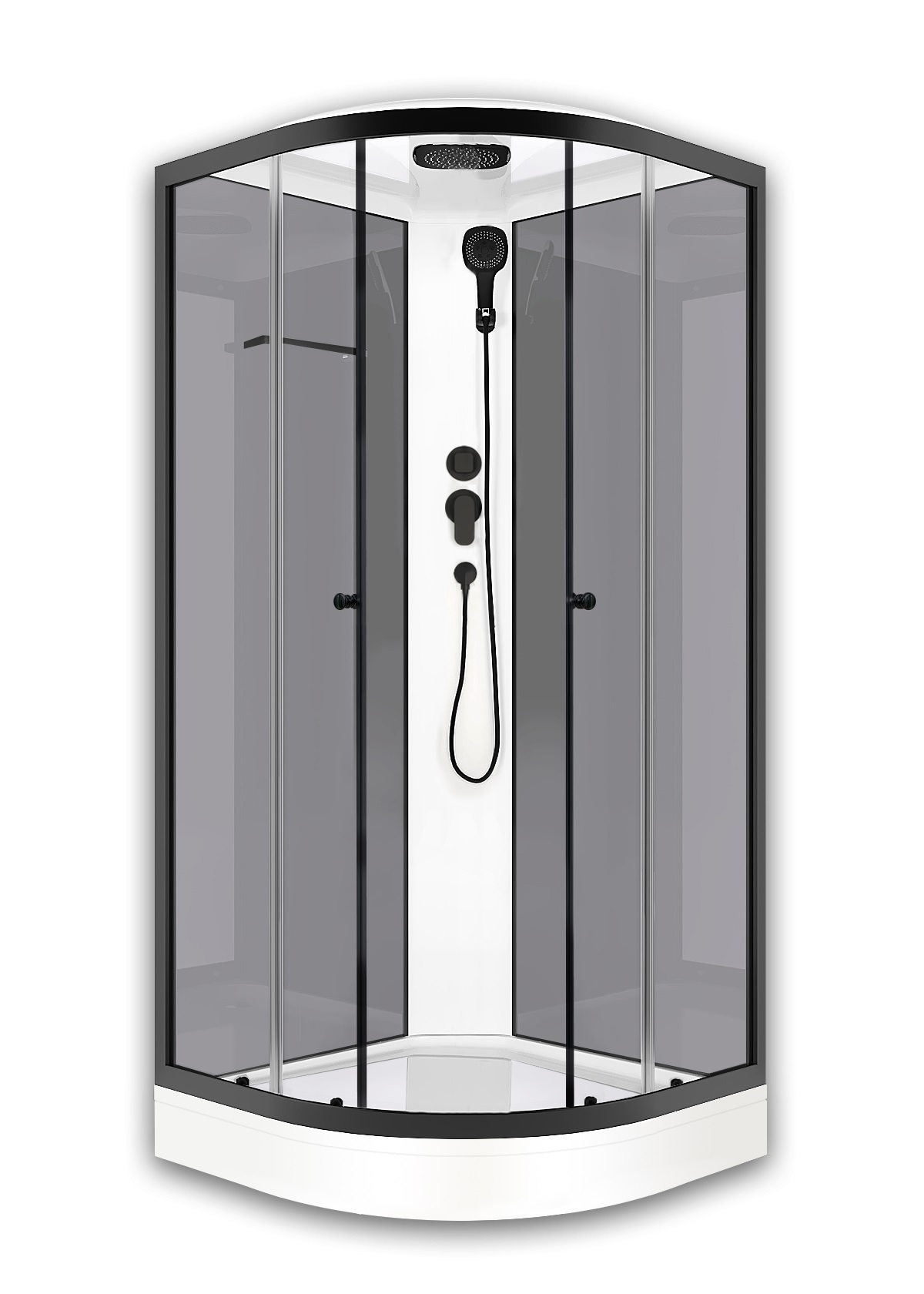 Изображение товара Душевая кабина Domani-Spa Delight Slim 99 90x90x218 см низкий поддон серые стенки, прозрачное стекло, графит профиль, Black accents,