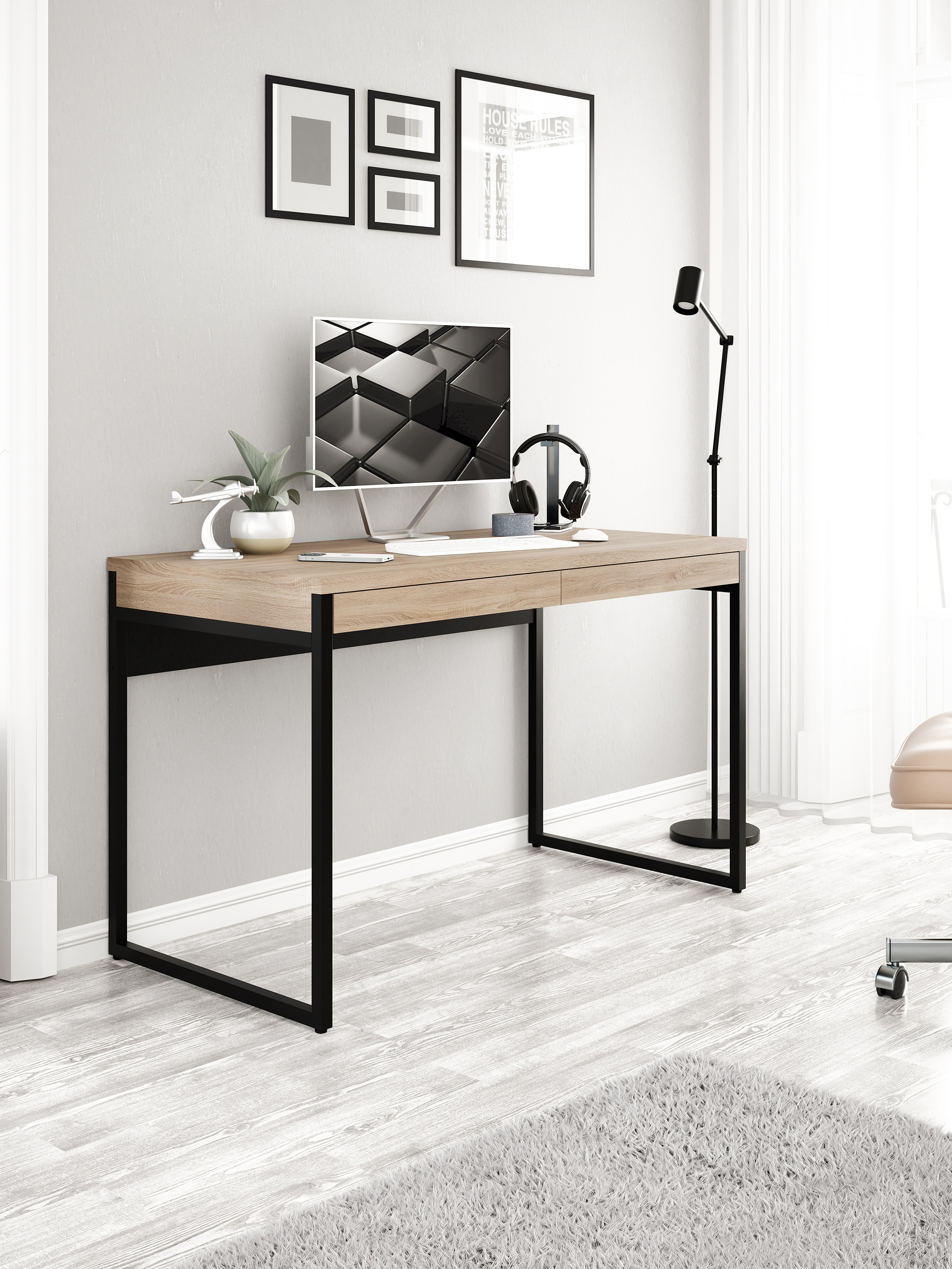 Изображение товара Стол письменный A1 home Karter 120x75x60 см металл цвет дуб сонома