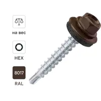 Изображение товара Саморезы кровельные по дереву DILWIS оцинкованные с буром 4.8x35 мм на вес RAL 8017