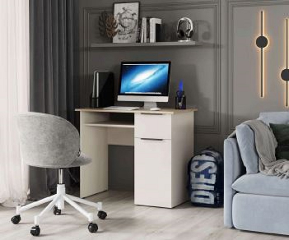 Изображение товара Стол письменный МК Стиль СП002бохо 91x77x50 см ЛДСП цвет серый/дуб крафт