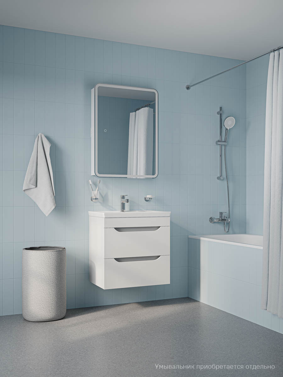 Изображение товара Подвесная тумба для ванной Sky IDDIS 58.4 см белая с двумя ящиками